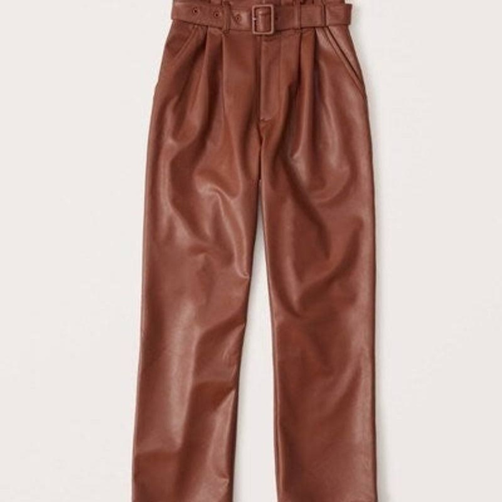 Abercrombie High-Waisted Belted Leather Pants